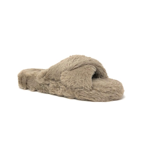 Light Taupe Fluffy Slippers - Picture 3 of 7